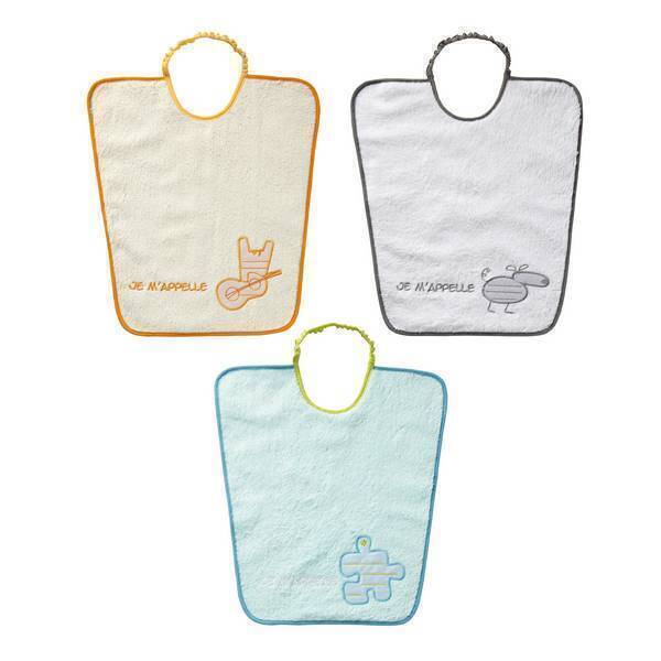Babycalin - Lot 3 bavoirs maternelle "Je m'appelle" Orange-bleu-gris 24mois+ Babycalin - Lot 3 bavoirs maternelle "Je m'appelle" Orange-bleu-gris 24mois+