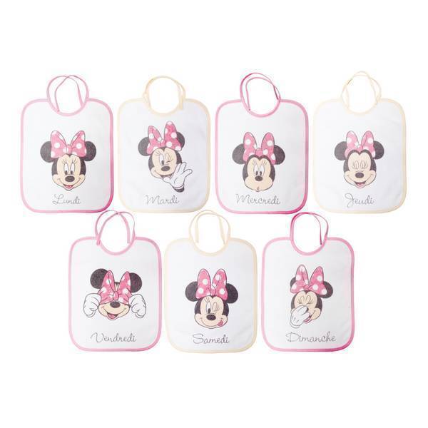 Lot 7 Bavoirs Naissance Journalier Minnie Disney Baby