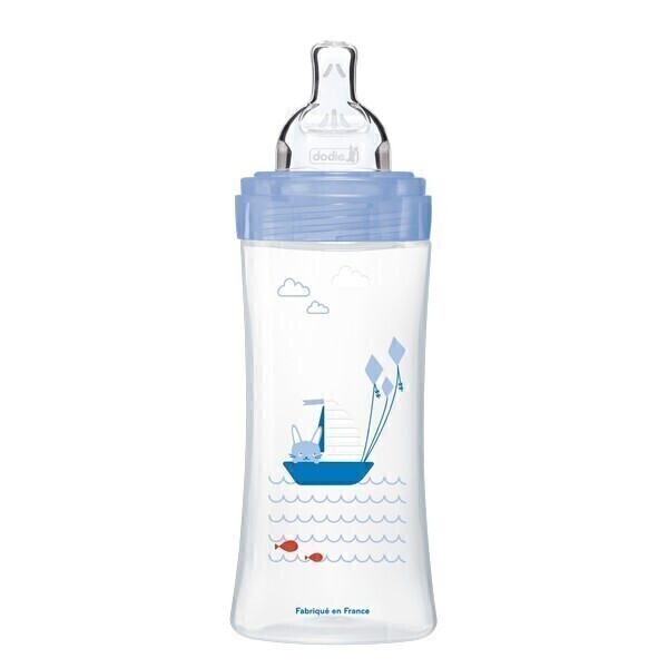 Dodie - Biberon Sensation+ 330ml +6 m tétine plate débit 3 Bleu Mer Dodie - Biberon Sensation+ 330ml +6 m tétine plate débit 3 Bleu Mer