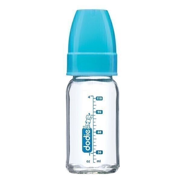 Mon biberon VERRE 120ml tétine 3 vitesses débit 1 Bleu Dodie