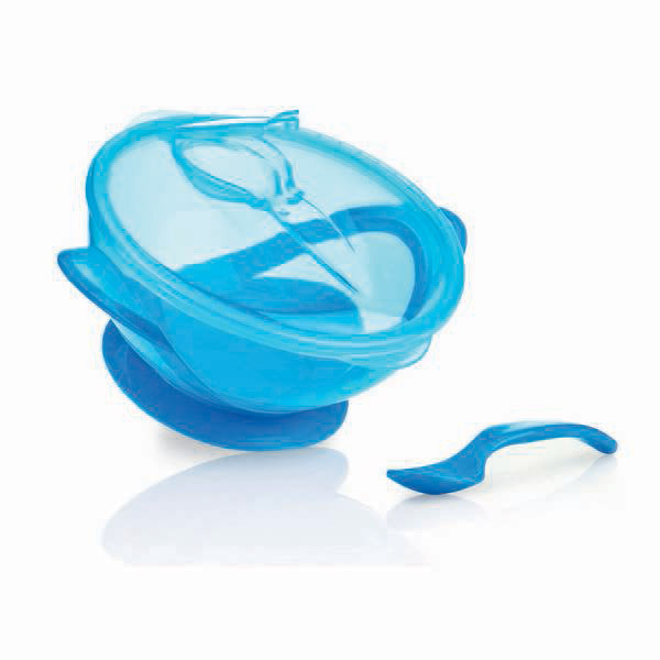 Nuby - Bol ventouse avec cuillère Bleu - 6mois+ Nuby - Bol ventouse avec cuillère Bleu - 6mois+