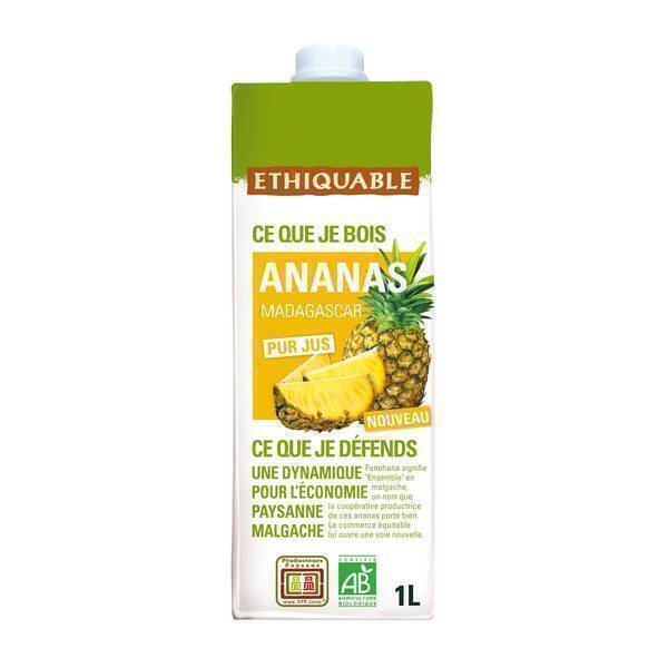 Ethiquable - Pur jus ananas Madagascar bio - 1 L Ethiquable - Pur jus ananas Madagascar bio - 1 L