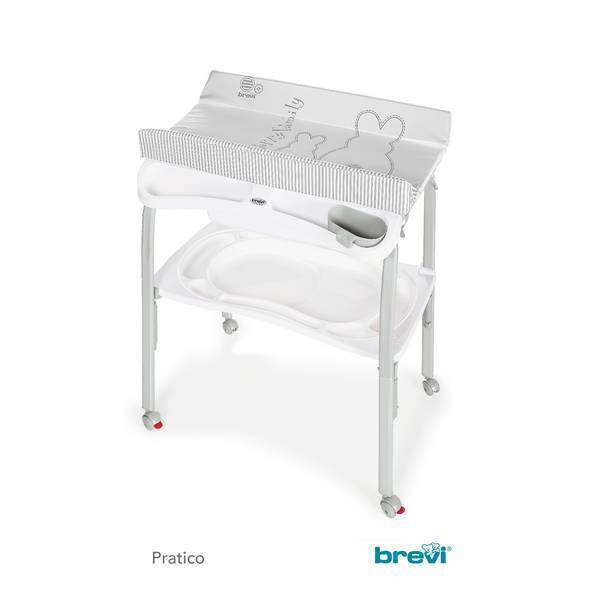 Brevi - Table à langer pliante + baignoire Pratico - Gris Lapinou perle Brevi - Table à langer pliante + baignoire Pratico - Gris Lapinou perle