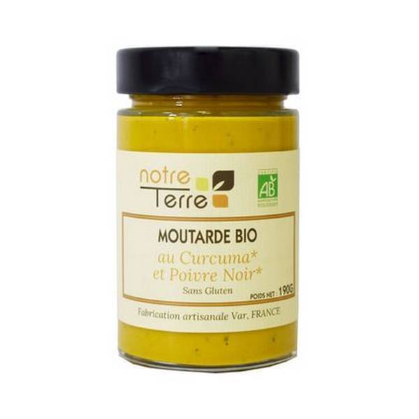 Moutarde curcuma et poivre noir bio - 190 g Notre Terre Moutarde curcuma et poivre noir bio - 190 g Notre Terre