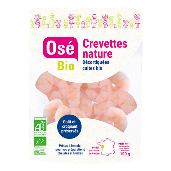 Osé Bio - Crevettes nature décortiquées cuites bio 100g