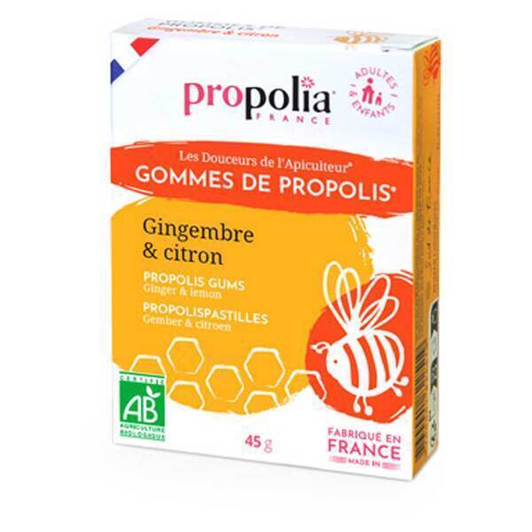 Propolia - Gommes propolis Bio Agave-Gingembre-Citron 45 g