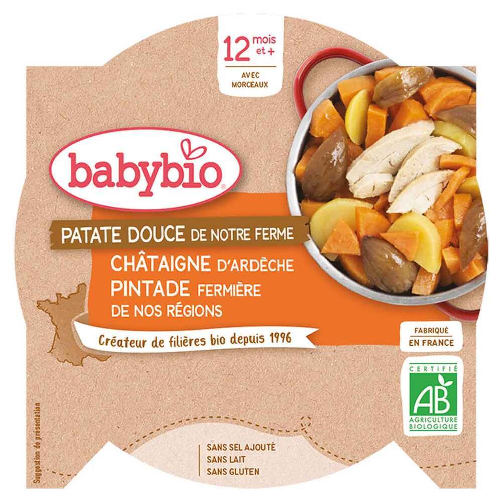 Babybio - Assiette Patate douce, châtaigne et pintade fermière bio - 230 g