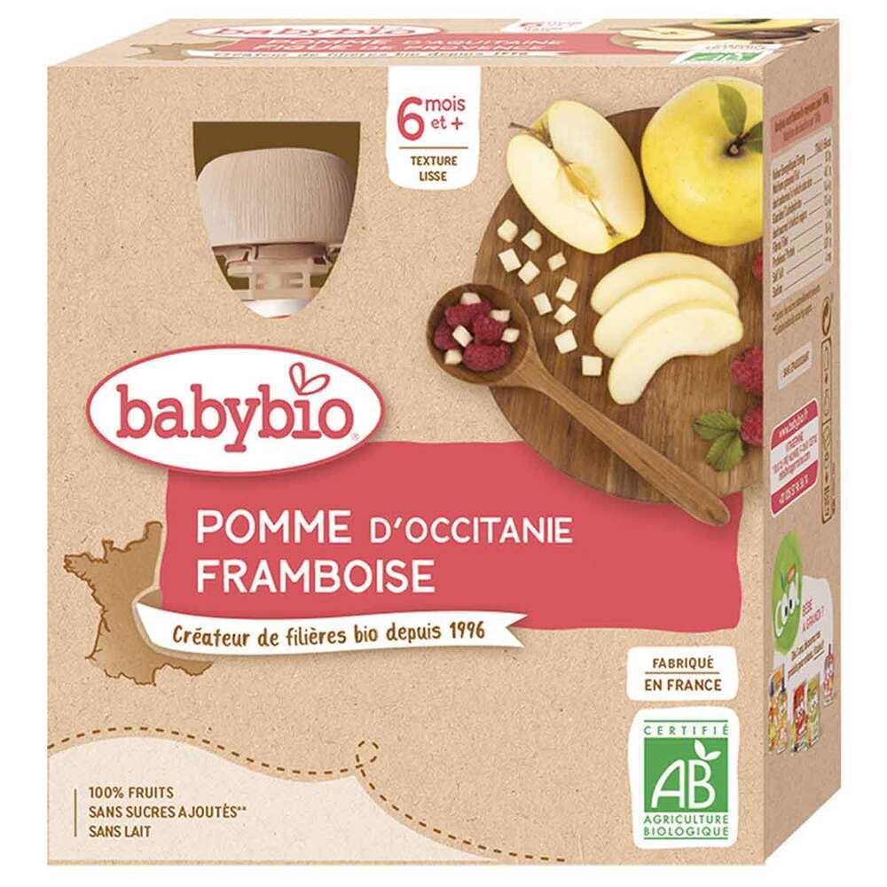Babybio - Gourdes Pomme Framboise 4 x 90g - Dès 6 mois