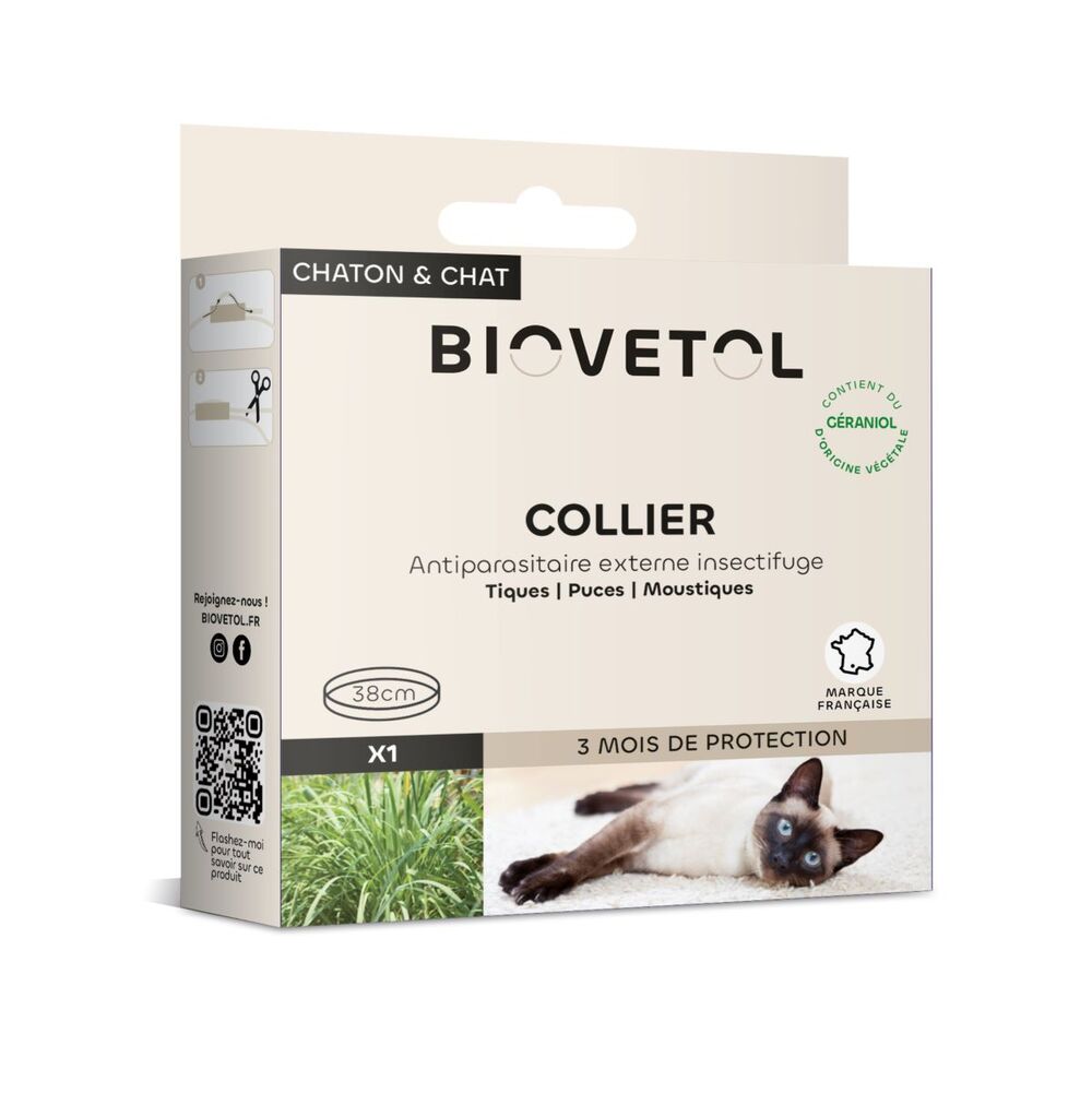Biovetol - Collier antiparasitaire géraniol chat