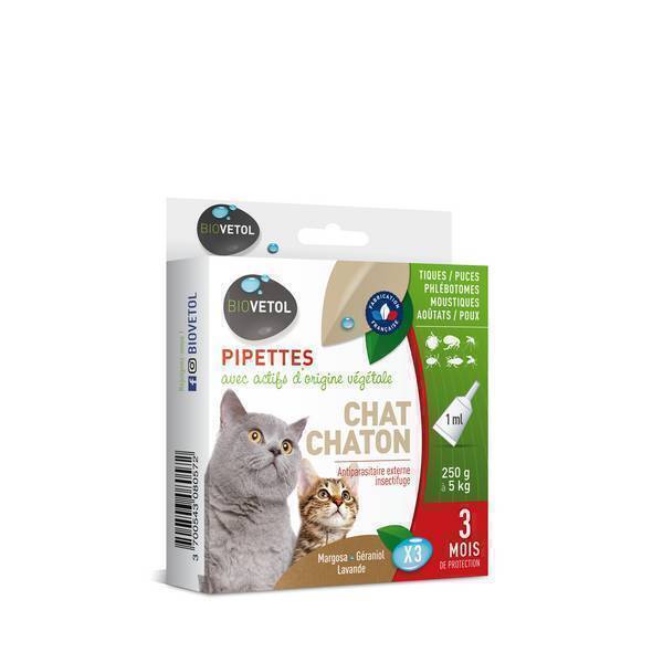 Etui De 3 Pipettes Antiparasitaires Chaton Et Chat 1ml