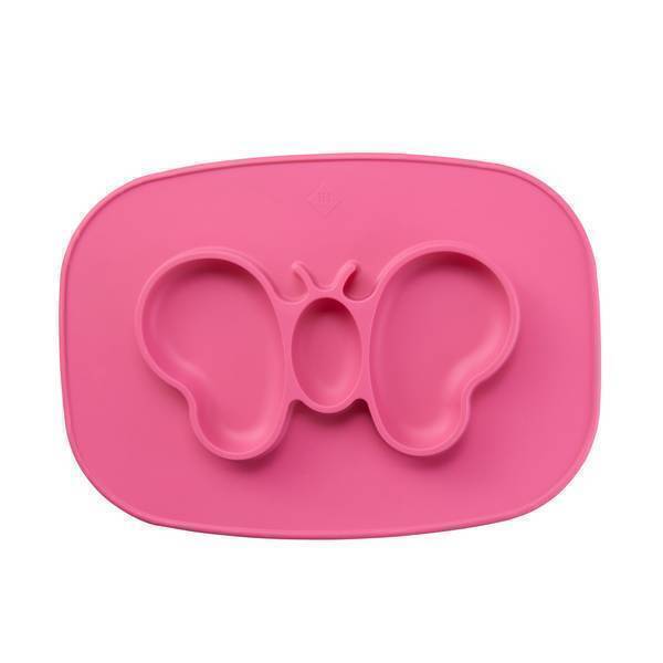 Plateau Assiette Silicone Papillon Framboise 6mois Tex Baby