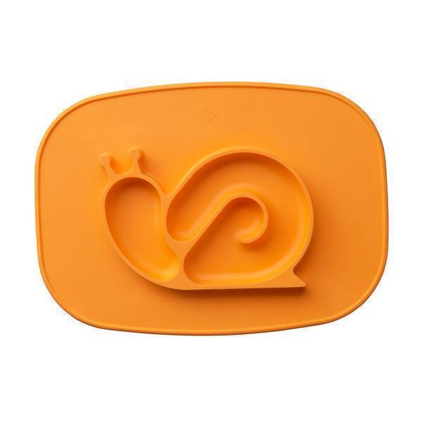 Tex Baby - Plateau assiette silicone - Escargot orange - 6mois+ Tex Baby - Plateau assiette silicone - Escargot orange - 6mois+