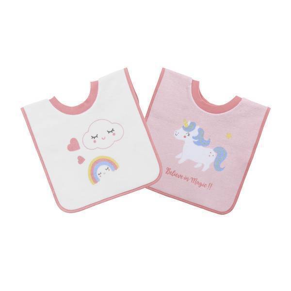 Tex Baby - Lot de 2 bavoirs à bord - Licorne Tex Baby - Lot de 2 bavoirs à bord - Licorne